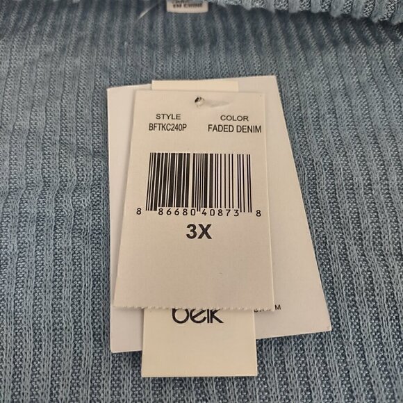 Love, Fire Women's Faded Blue Denim Sleepwear Long Sleeve Top Size 3X (NWT) - Picture 12 of 14